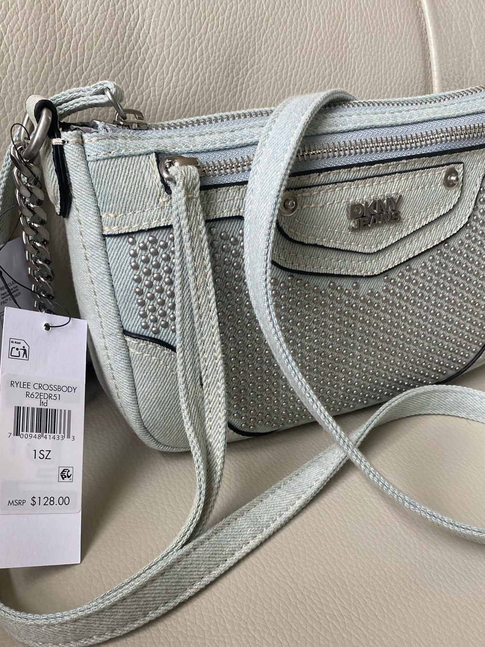 DKNY studded denim bag